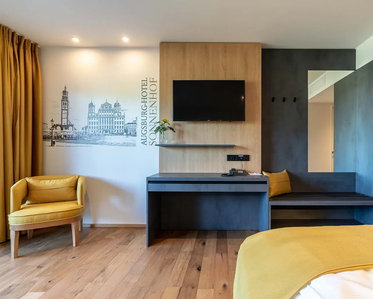Hotel interior with custom wall artwork
